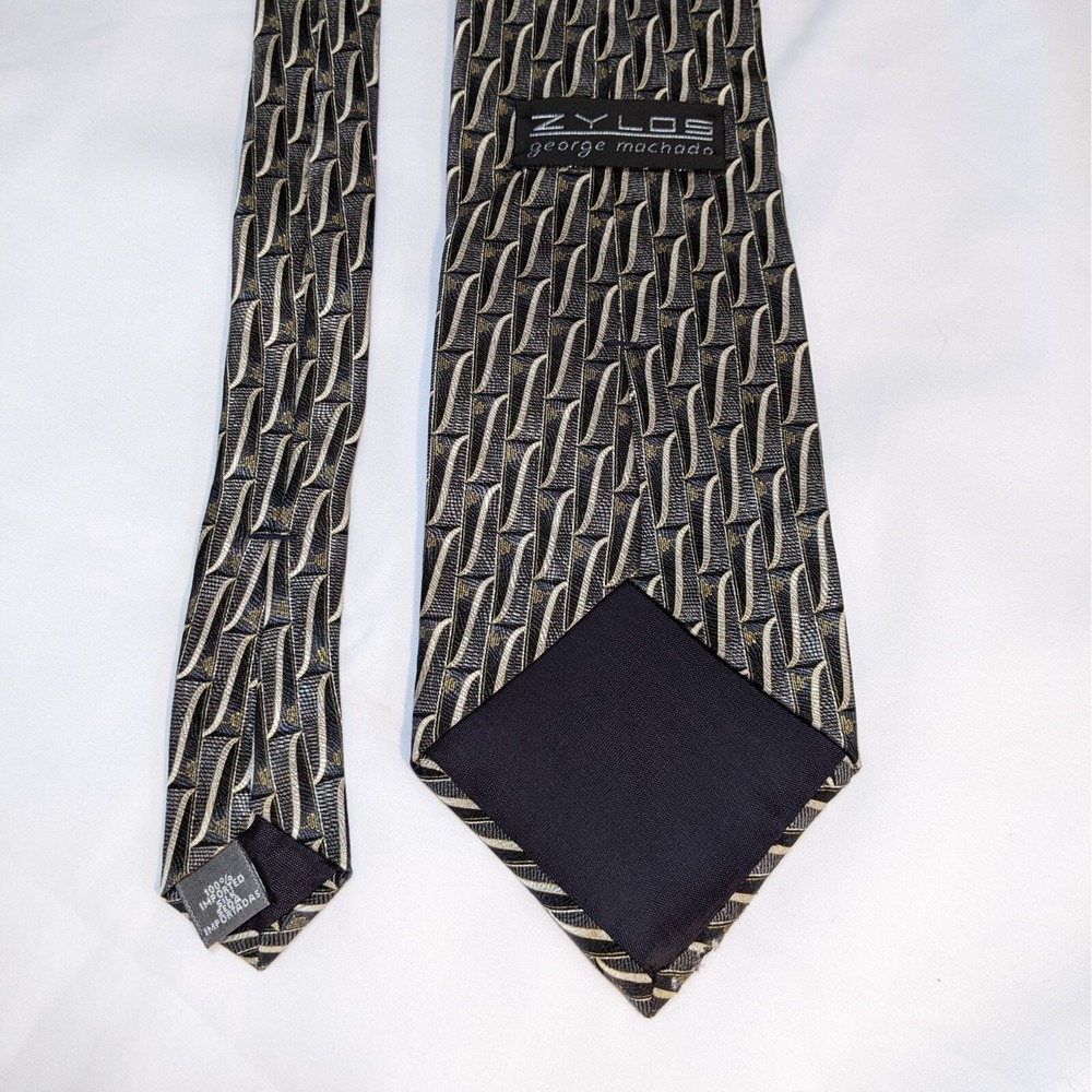 Zylos George Machado Geometric Men's Neck Tie‎ 100% Silk Multi Color - Picture 3 of 6